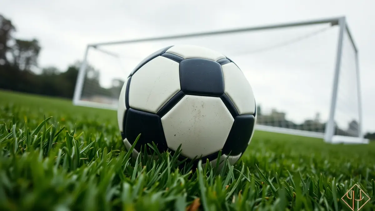 Imagen genérica de un balón de fútbol sobre la hierba de un campo, con la portería al fondo.
