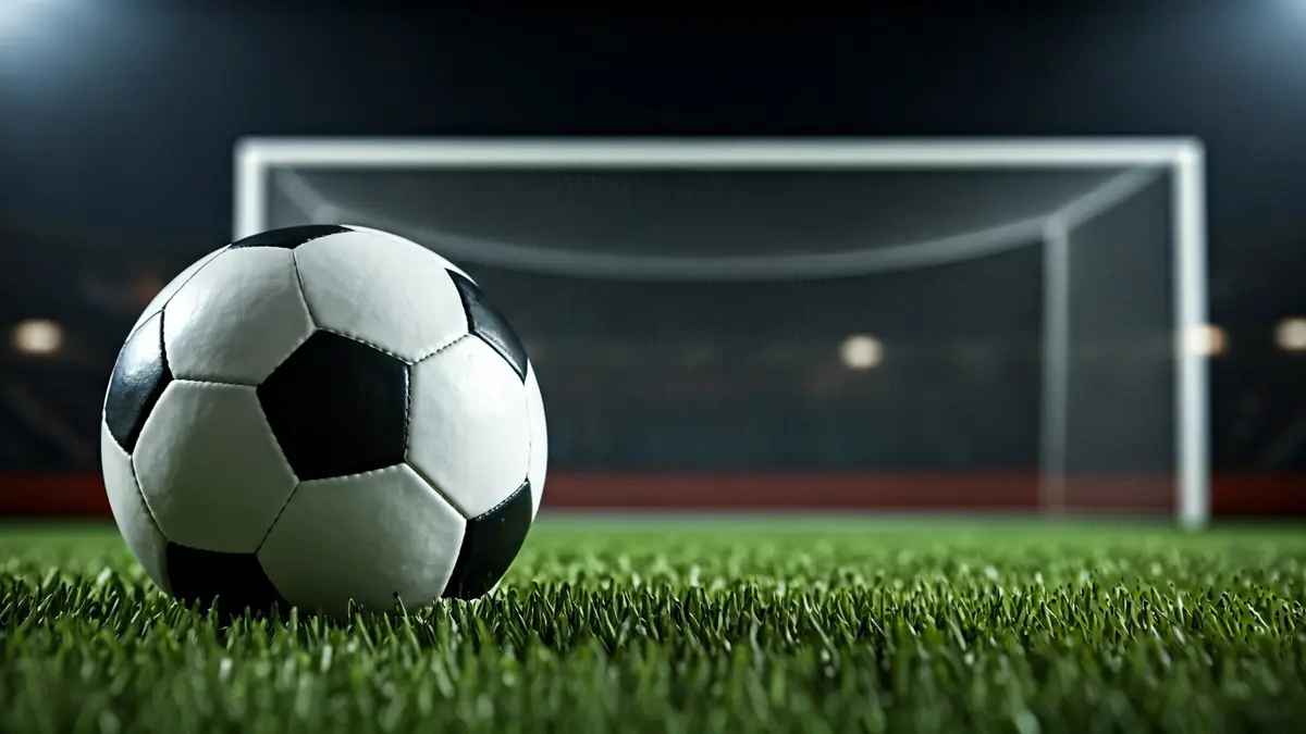 Imaxe xenérica dun balón de fútbol nun campo de herba.