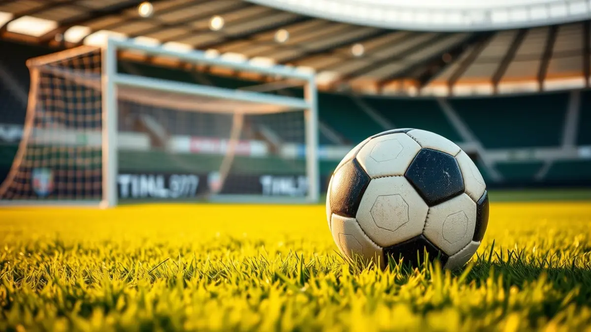 Imaxe xenérica dun balón de fútbol nun campo de herba.