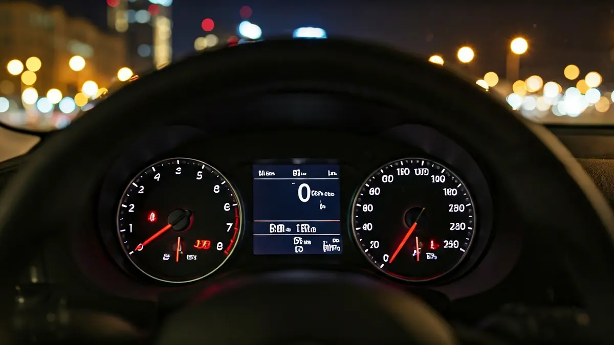 Imaxe xenérica dun cadro de mandos de coche moderno, representando a mobilidade urbana.