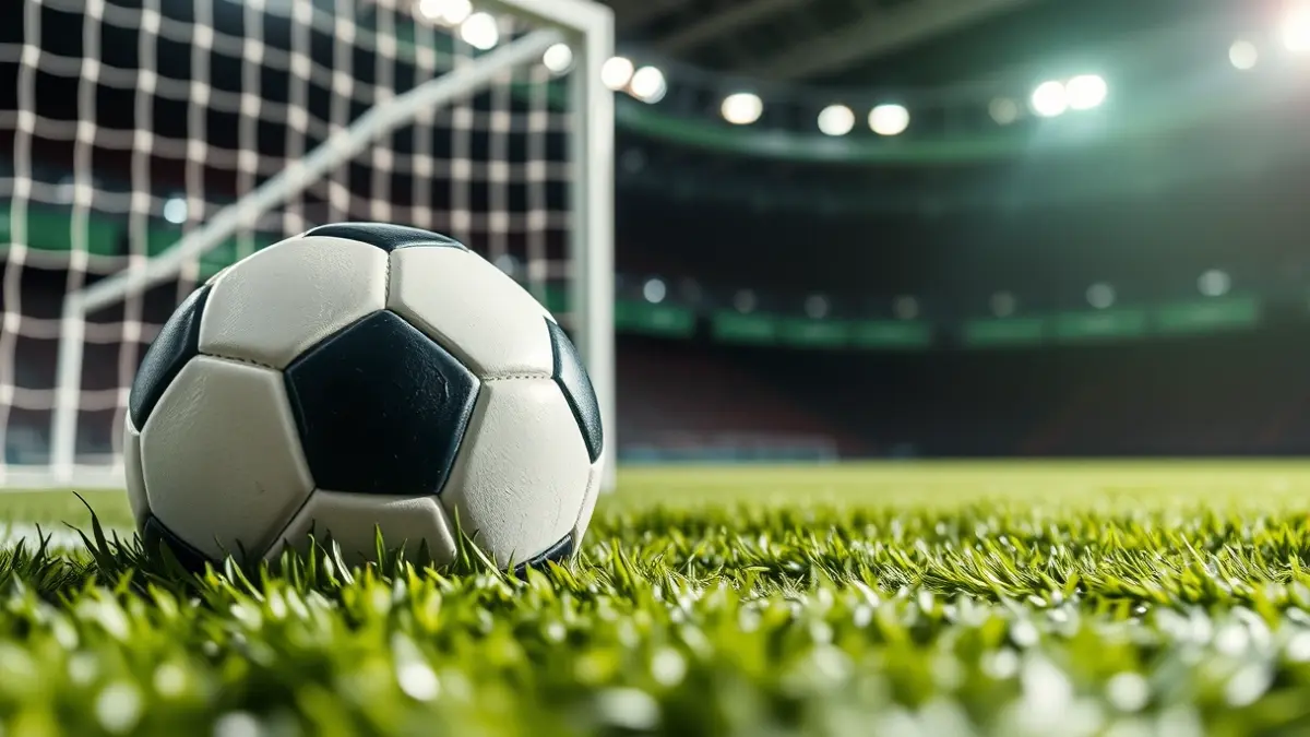 Imaxe xenérica dun balón de fútbol sobre céspede artificial.