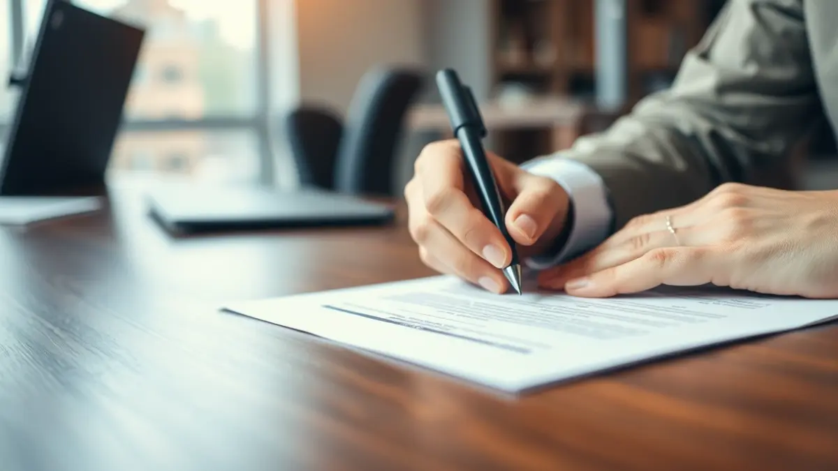 Imaxe xenérica de mans asinando un documento, representando o apoio ao emprendemento.