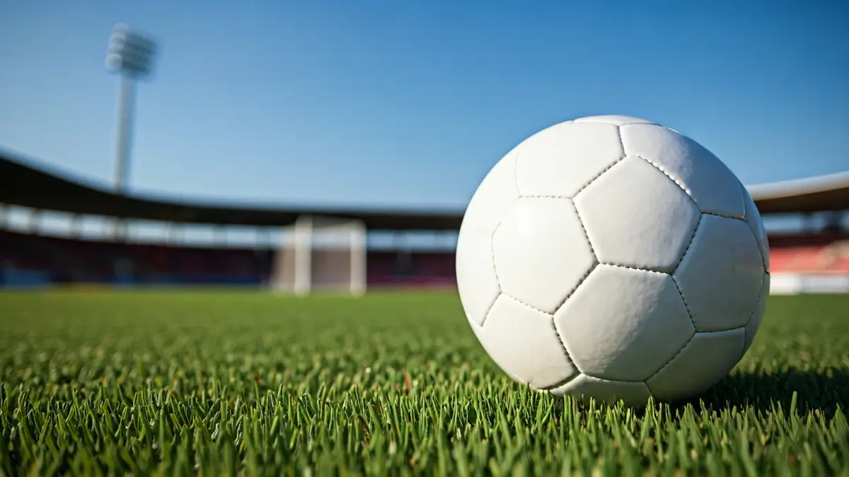 Imaxe xenérica dun balón de fútbol sobre o céspede dun campo.
