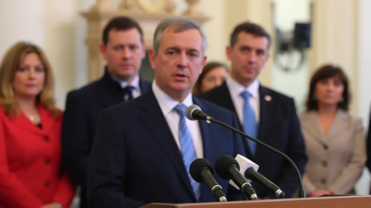 Imagen genérica de un micrófono en un podio, representando una declaración política.