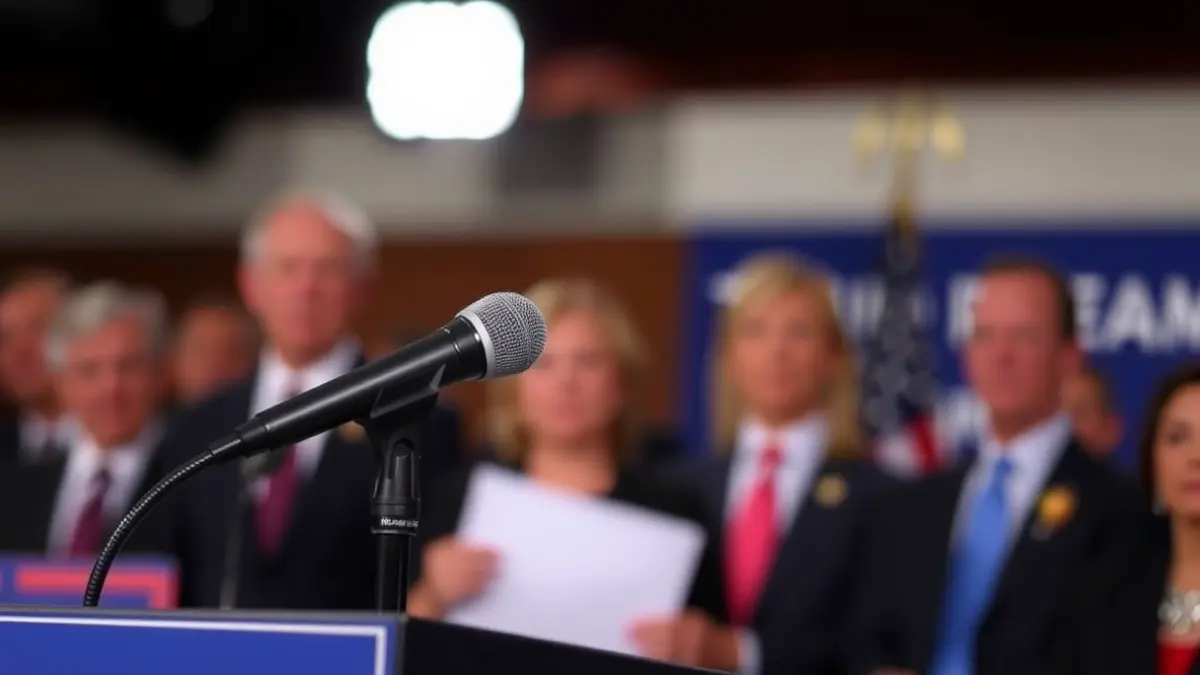 Imaxe xenérica dun micrófono nun podio, simbolizando un debate político.