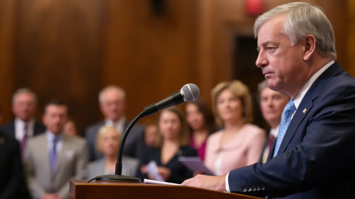 Imaxe xenérica dun micrófono nun podio, simbolizando un acto político ou unha rolda de prensa.