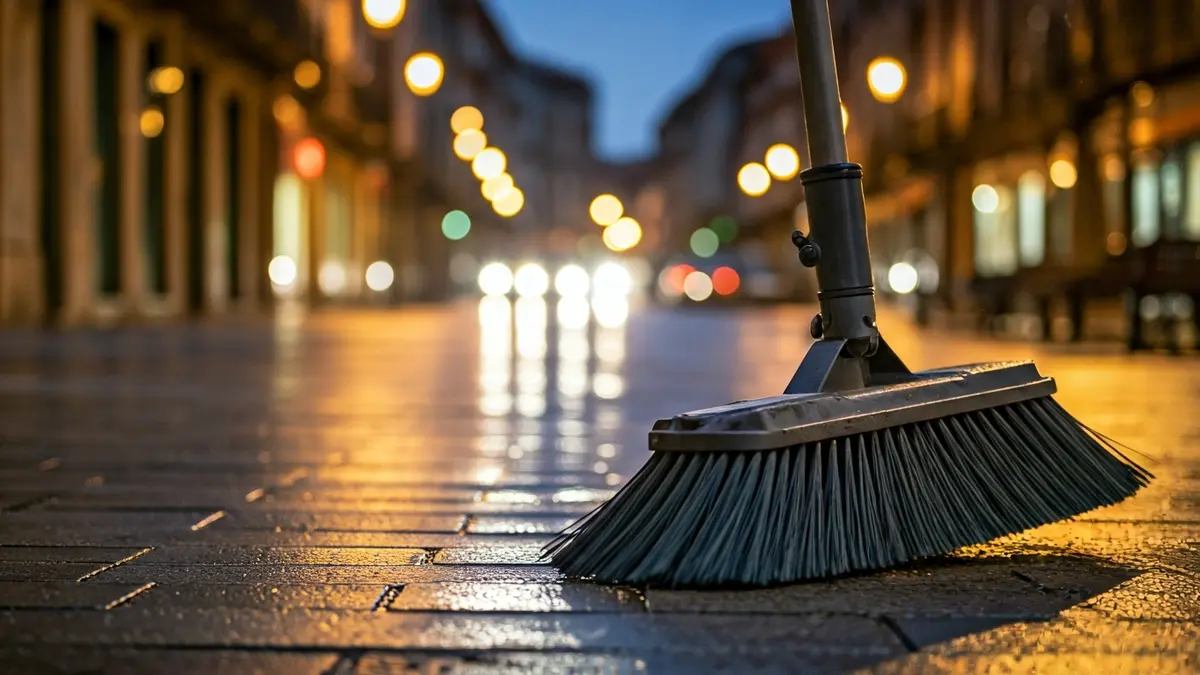 Imaxe xenérica dunha máquina varredora limpando unha rúa.