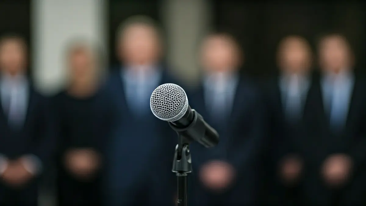 Imaxe xenérica dun micrófono nun atril, simbolizando un debate político ou unha rolda de prensa.