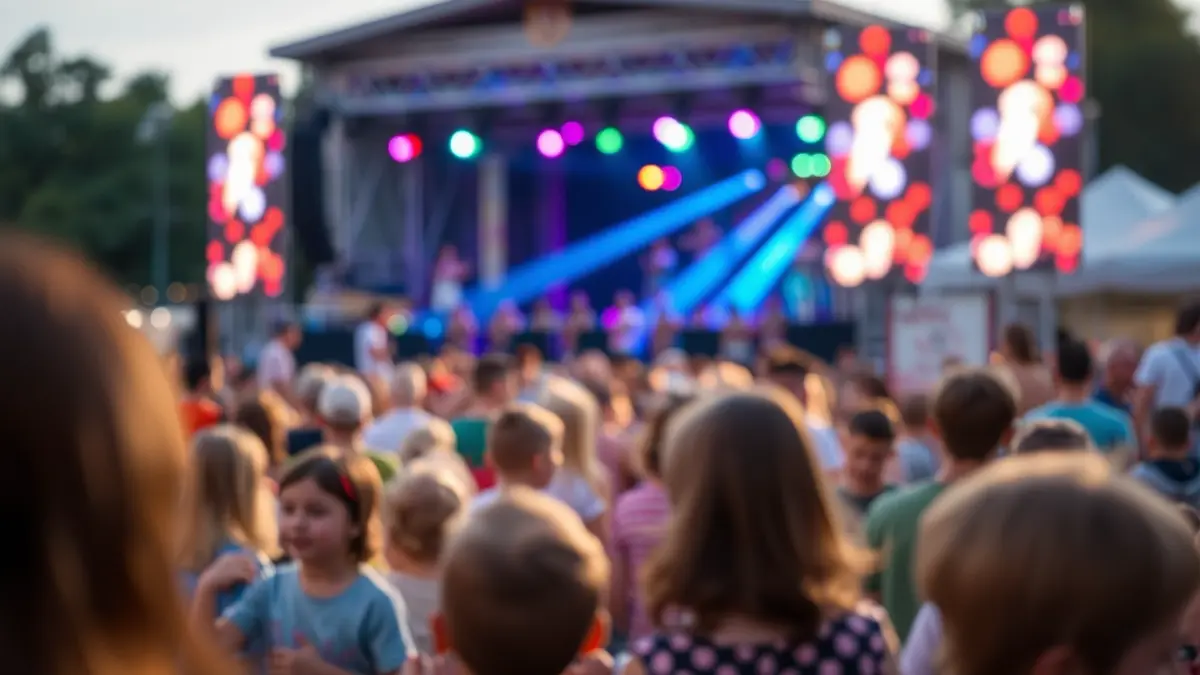 Imaxe dun festival de música infantil ao aire libre en Bertamiráns.