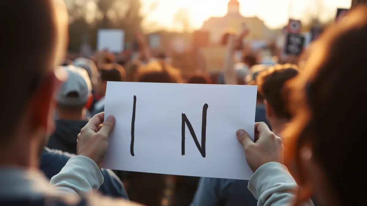 Imaxe xenérica dunha manifestación con carteis de protesta.