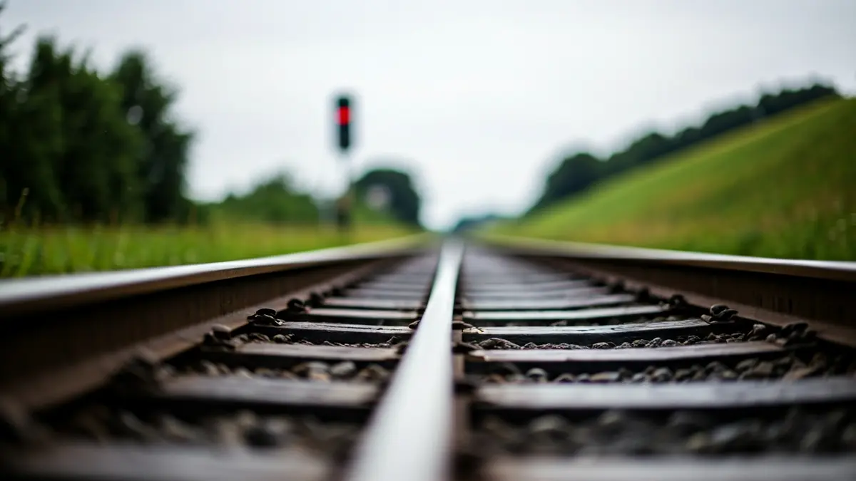 Imagen genérica de una vía de tren con paisaje verde de fondo.