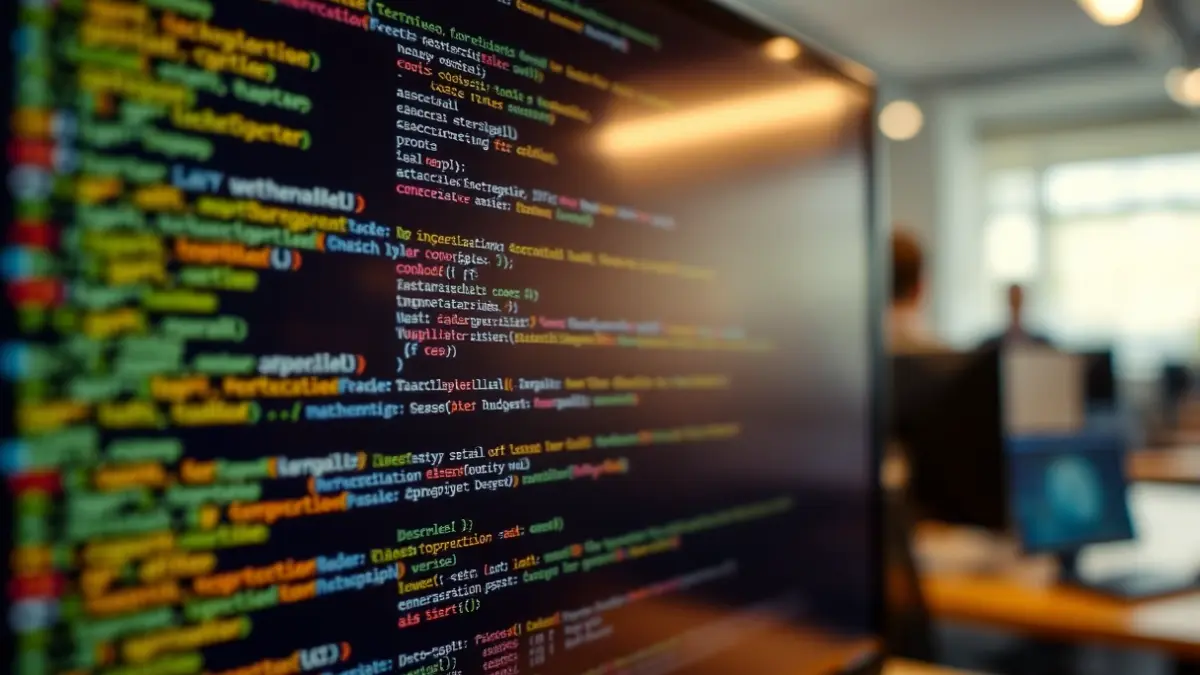 Imagen genérica de una pantalla de ordenador con código, representando el desarrollo de software.