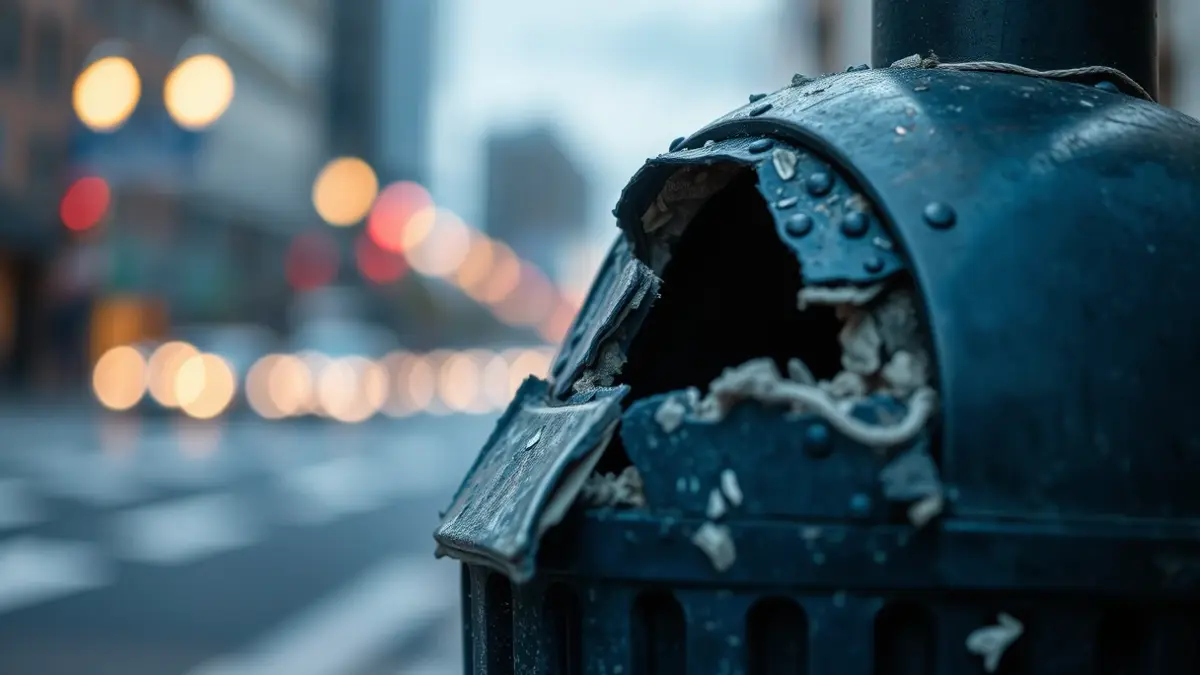 Imaxe xenérica de mobiliario urbano danado, representando o vandalismo.