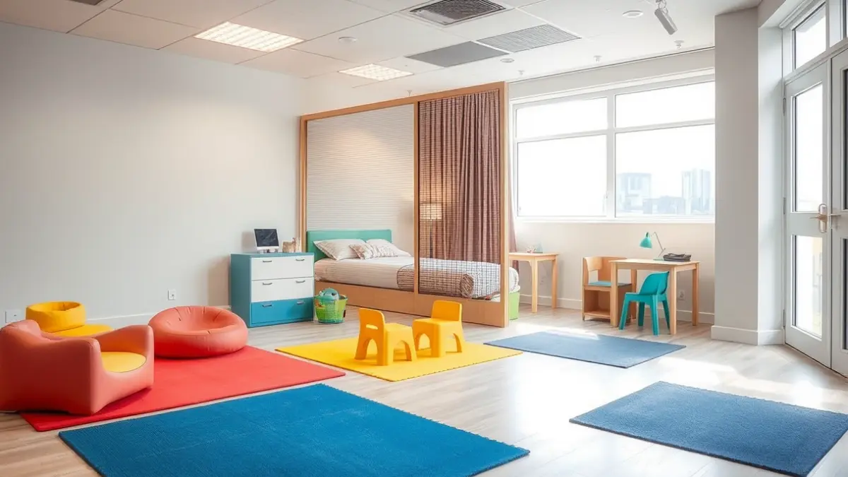 Imagen de una sala de atención a la infancia con mobiliario adaptado para niños.