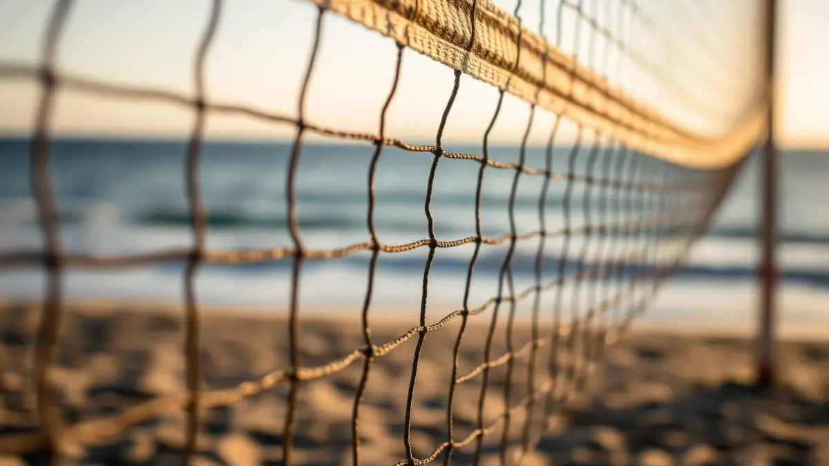 Imaxe xenérica dunha rede de voleibol nunha praia.