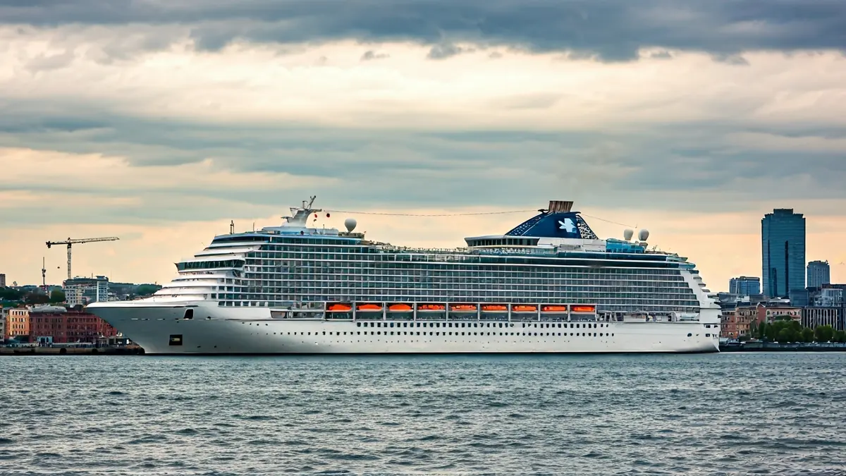 Imaxe do cruceiro World Odyssey atracado no porto da Coruña.