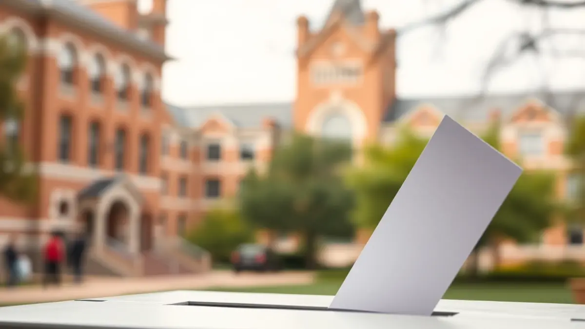 Imagen genérica de una urna de votación en un contexto universitario.