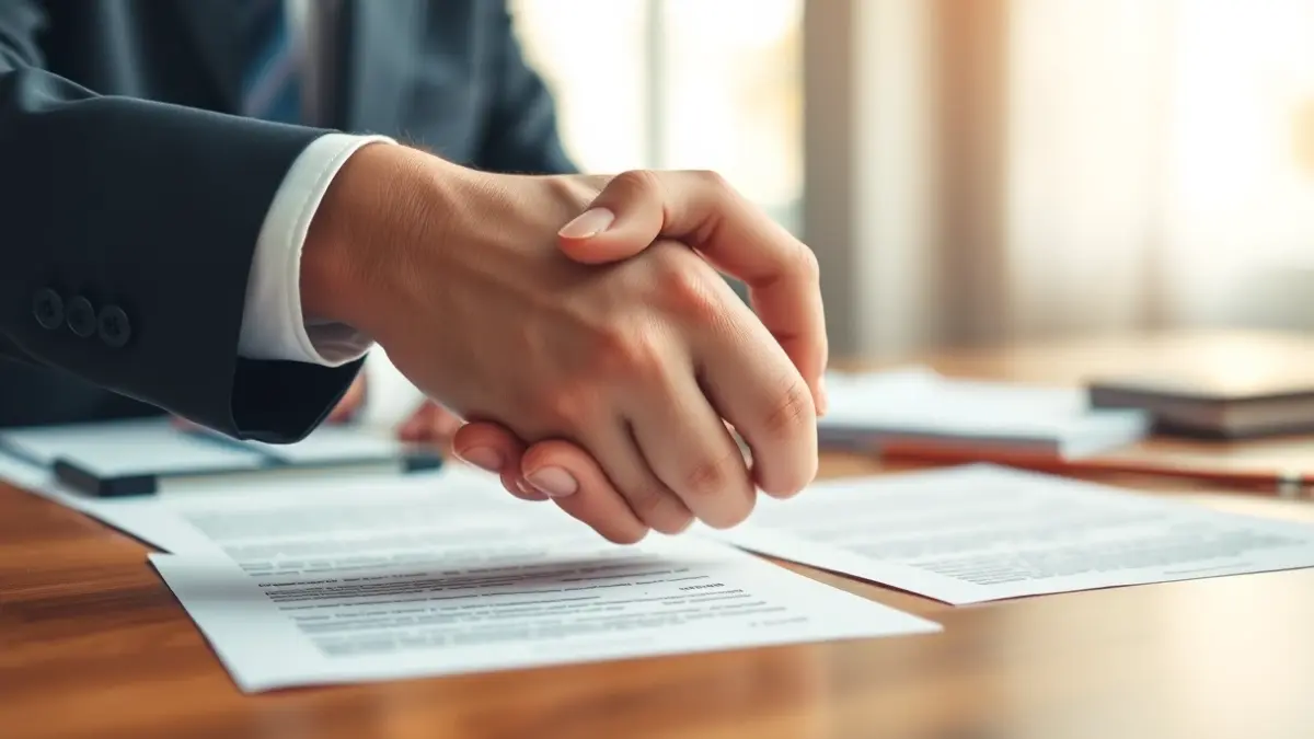 Imaxe xenérica de mans estreitándose sobre unha mesa, simbolizando un acordo.