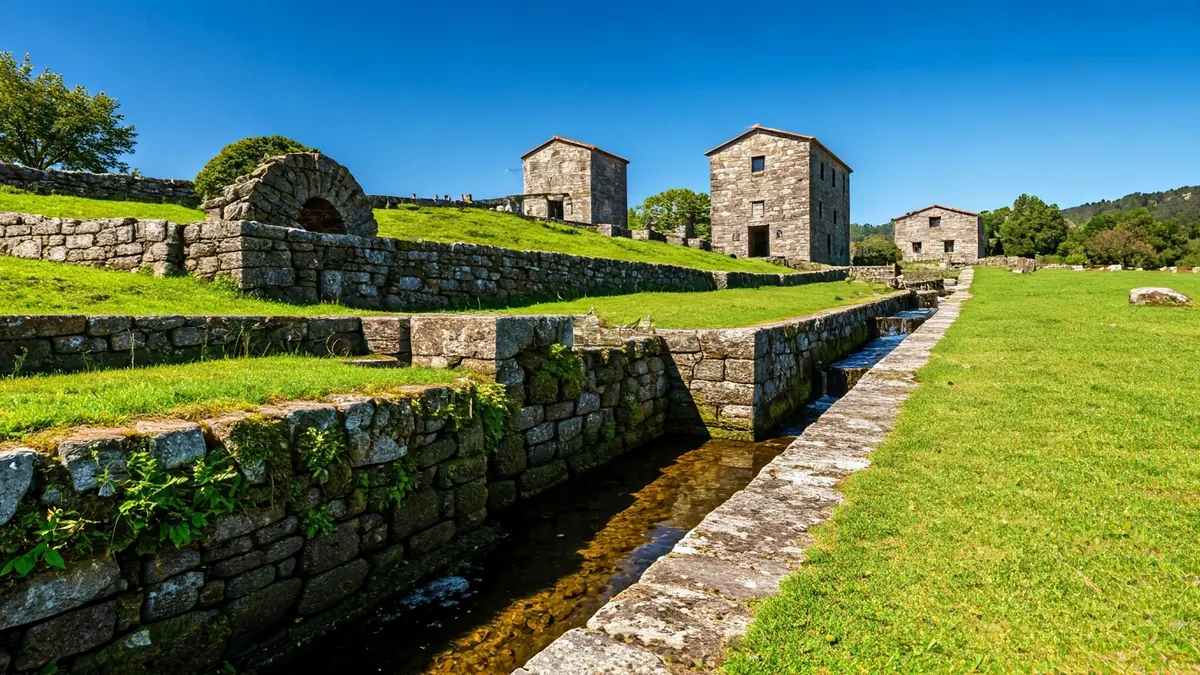 Imagen de los Molinos del Folón y del Picón en O Rosal, Pontevedra.