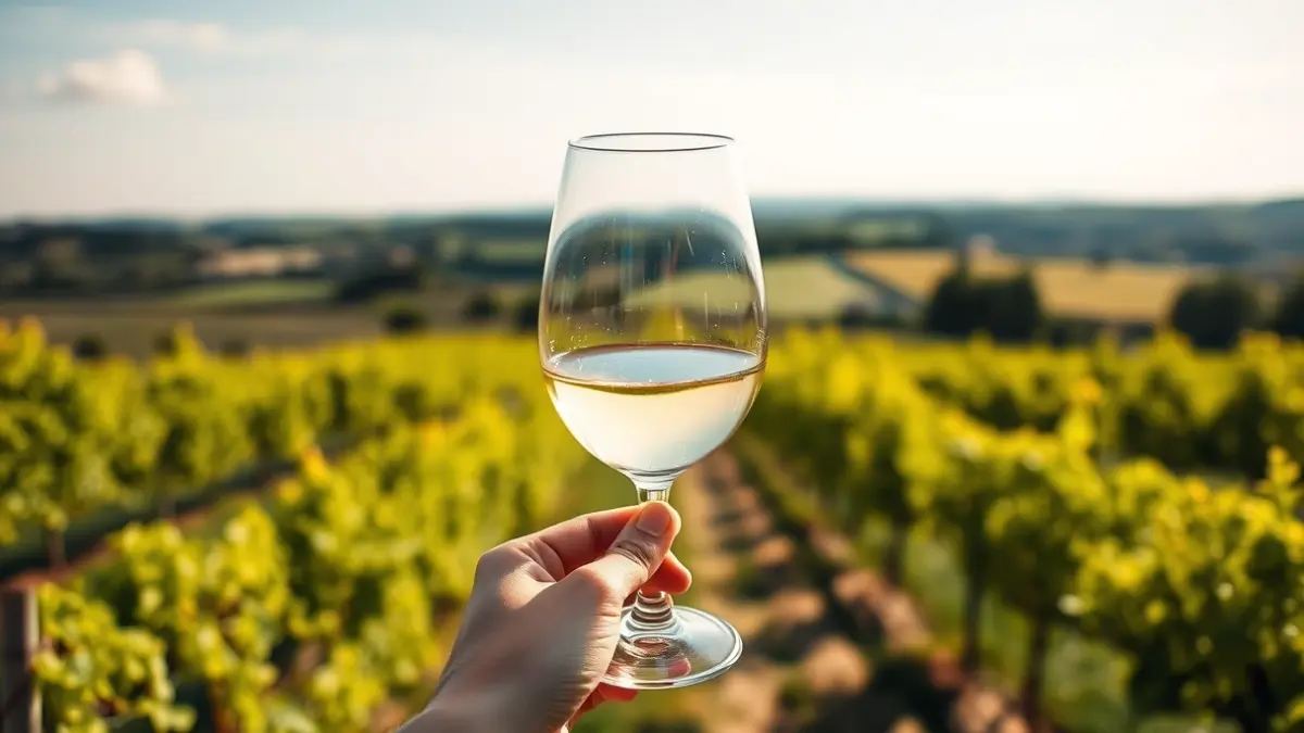 Imaxe xenérica dunha man sostendo unha copa de viño branco.