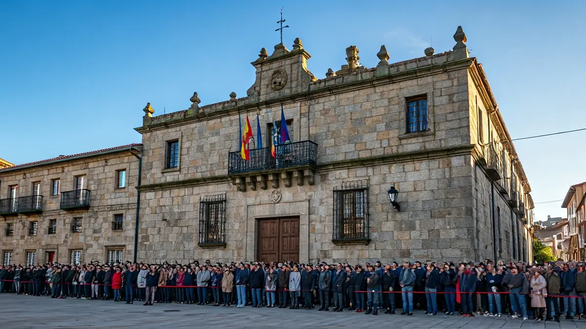 Fachada do Concello de Padrón durante a celebración do Día de Rianxo.