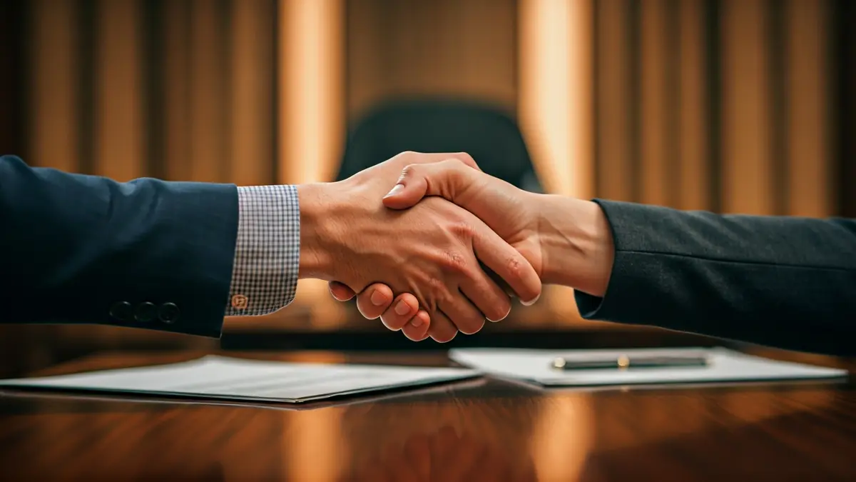 Imagen genérica de dos manos estrechándose sobre una mesa, simbolizando el diálogo y el acuerdo político.