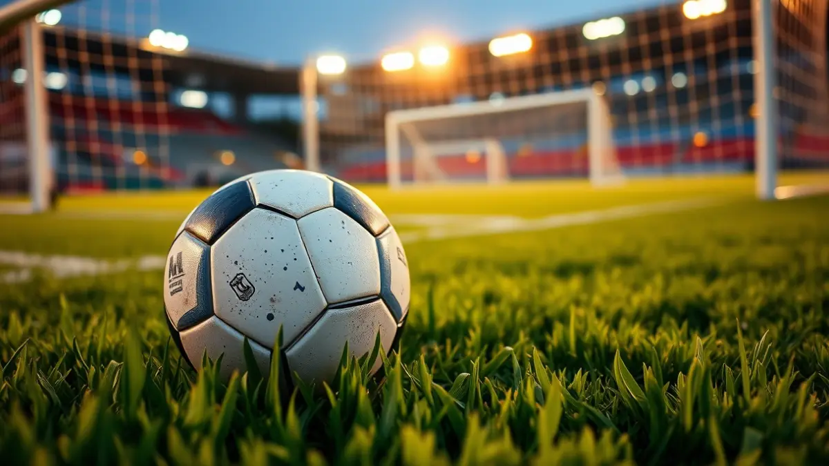 Imagen genérica de un balón de fútbol sobre el césped de un estadio.