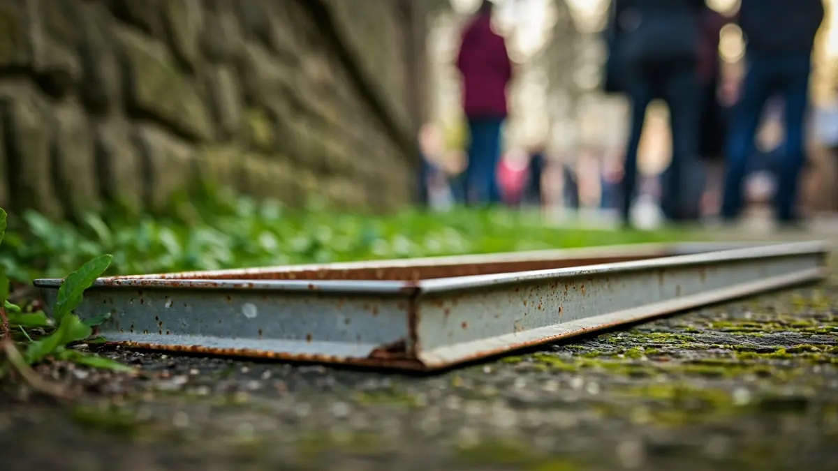 Ventana de aluminio robada en el suelo