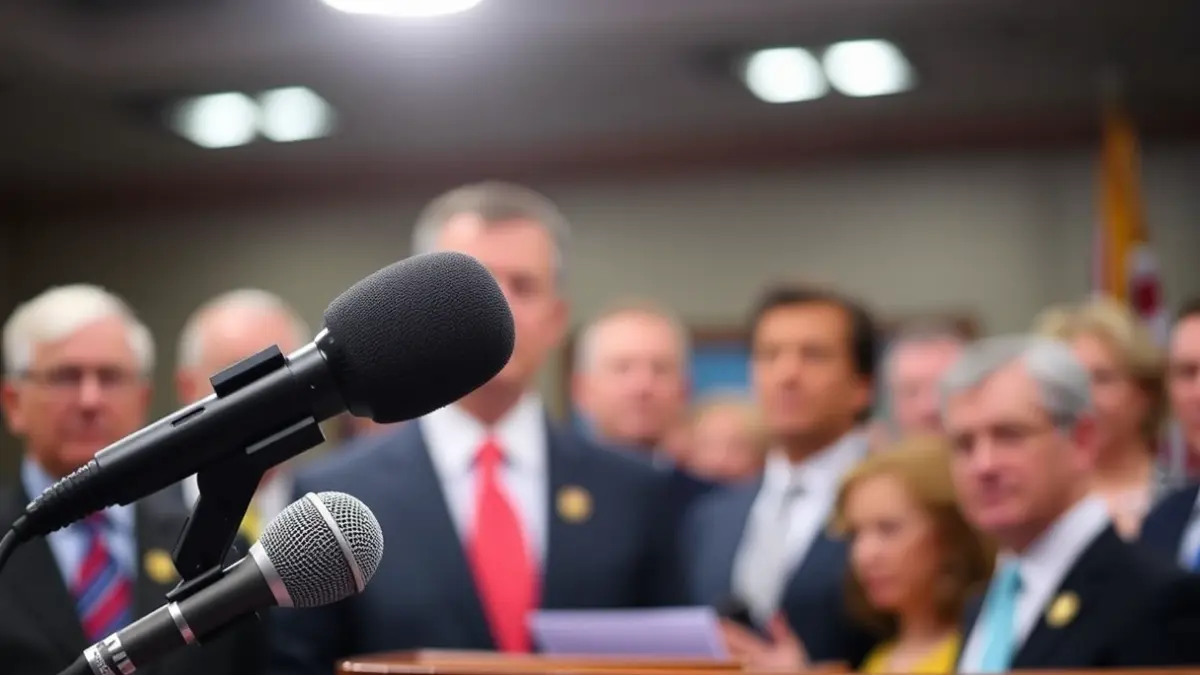 Imagen genérica de un micrófono en un atril, sugiriendo una rueda de prensa o debate político.