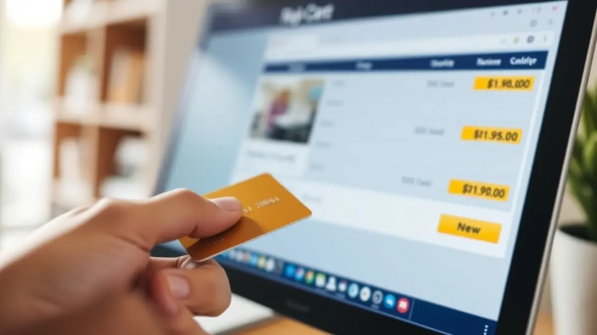 Imagen genérica de una tarjeta de crédito siendo utilizada para una compra en línea.