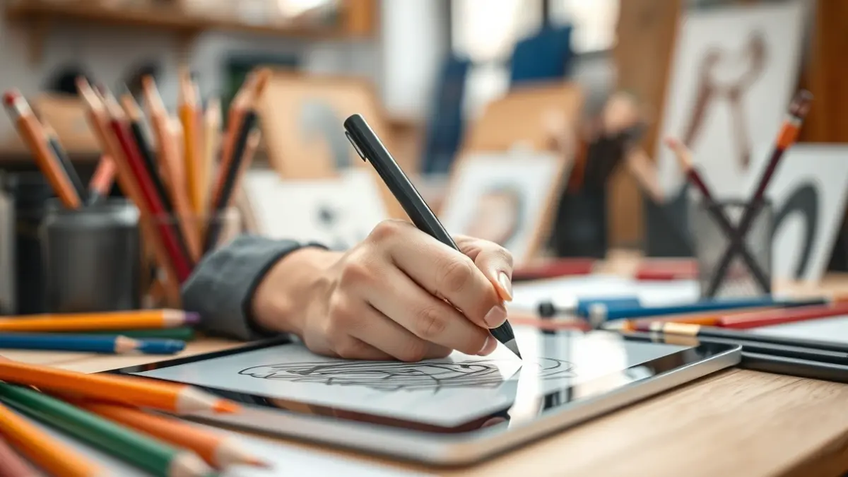 Imaxe xenérica dunha man debuxando nunha tableta dixital, simbolizando a formación en ilustración.