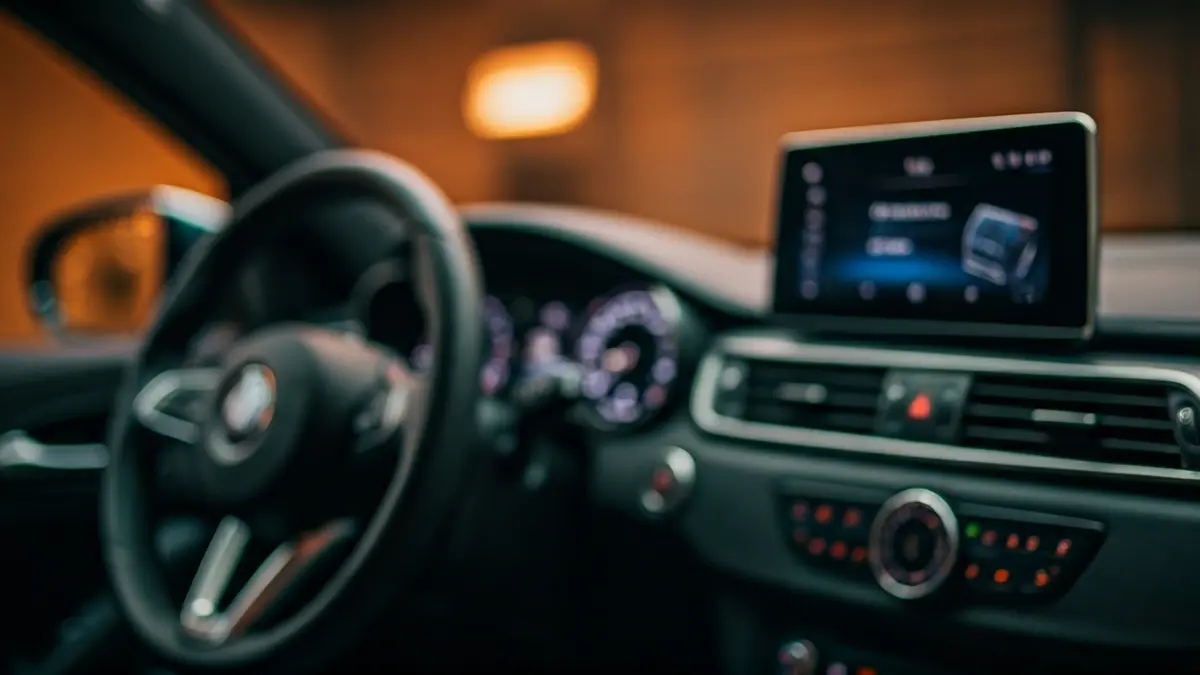 Imagen genérica de un salpicadero moderno de un coche, representando una exposición de vehículos.