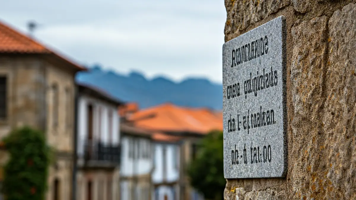 Imagen genérica de una calle en Galicia con una placa de nombre de calle.