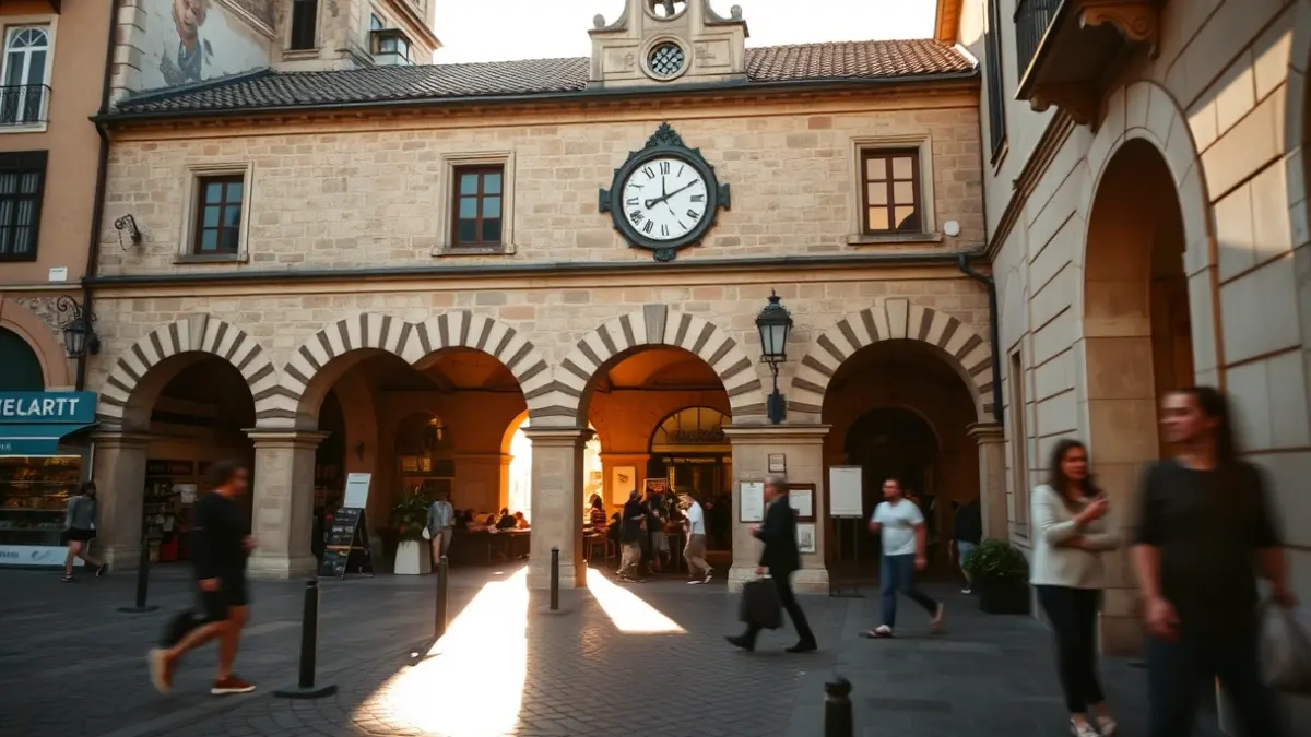 Imaxe da antiga lonxa do mercado de abastos de Pontevedra.