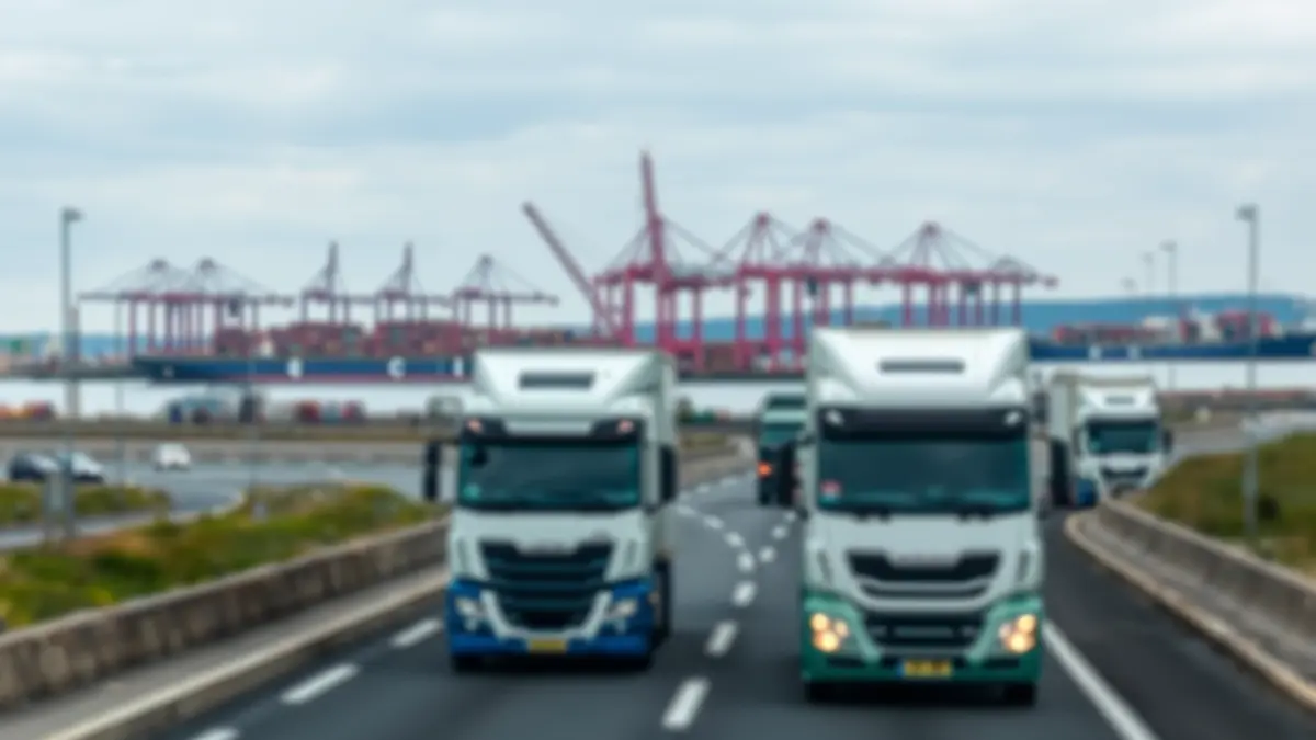 Imaxe dunha autovía con tráfico preto dun porto, simbolizando os problemas de mobilidade.