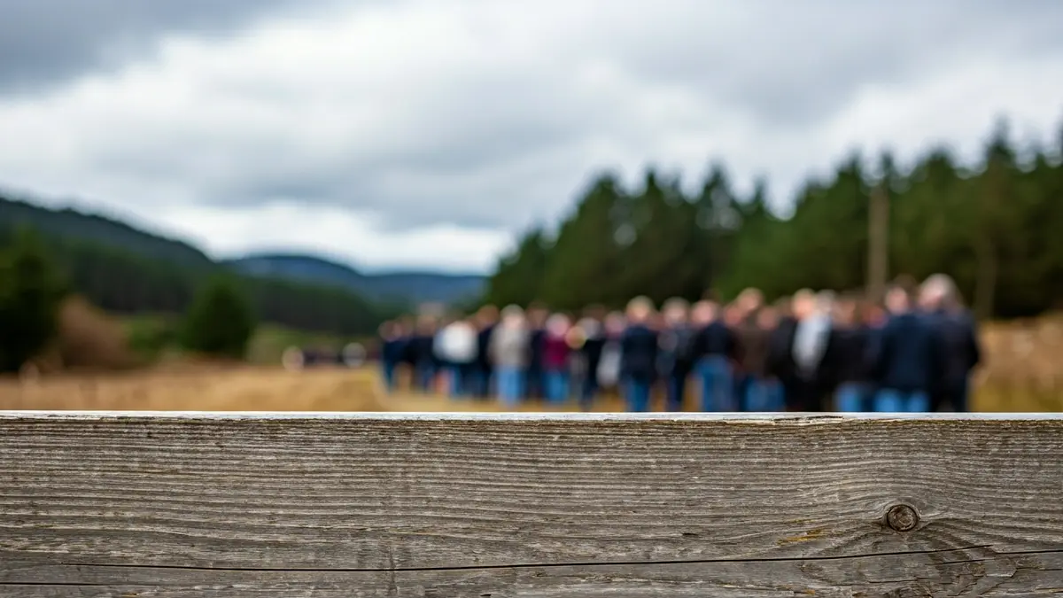 Imaxe xenérica dunha cerca de madeira nunha zona rural, con vexetación borrosa ao fondo.