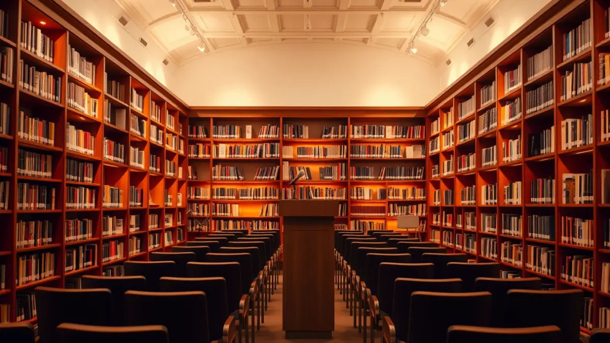 Imagen genérica de una presentación de libro en una librería o sala de actos.