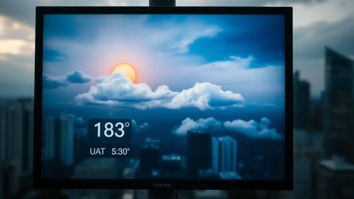 Imagen genérica de una pantalla de previsión meteorológica sobre una ciudad.