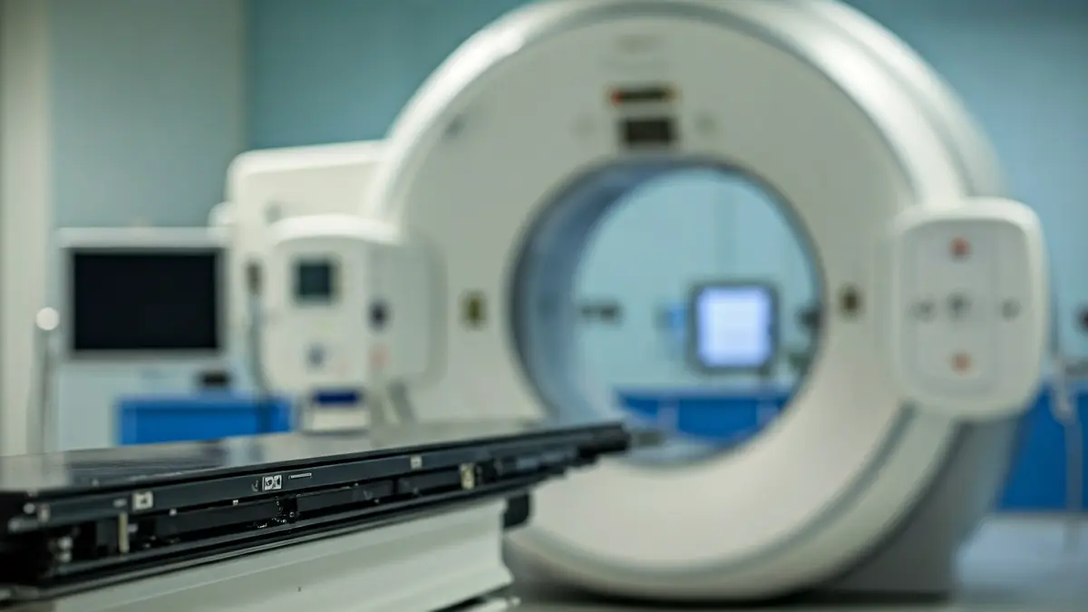 Imaxe xenérica dun acelerador lineal nunha sala de radioterapia.