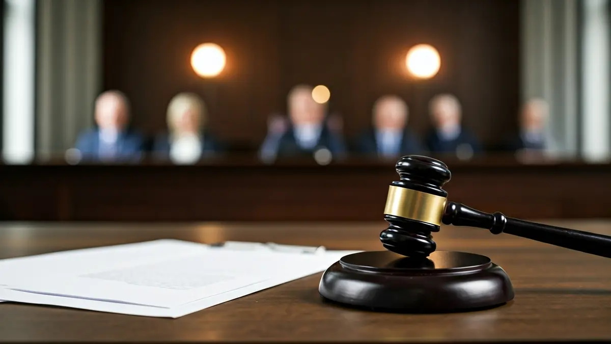 Imagen genérica de un mazo de juez sobre documentos legales, simbolizando la justicia.