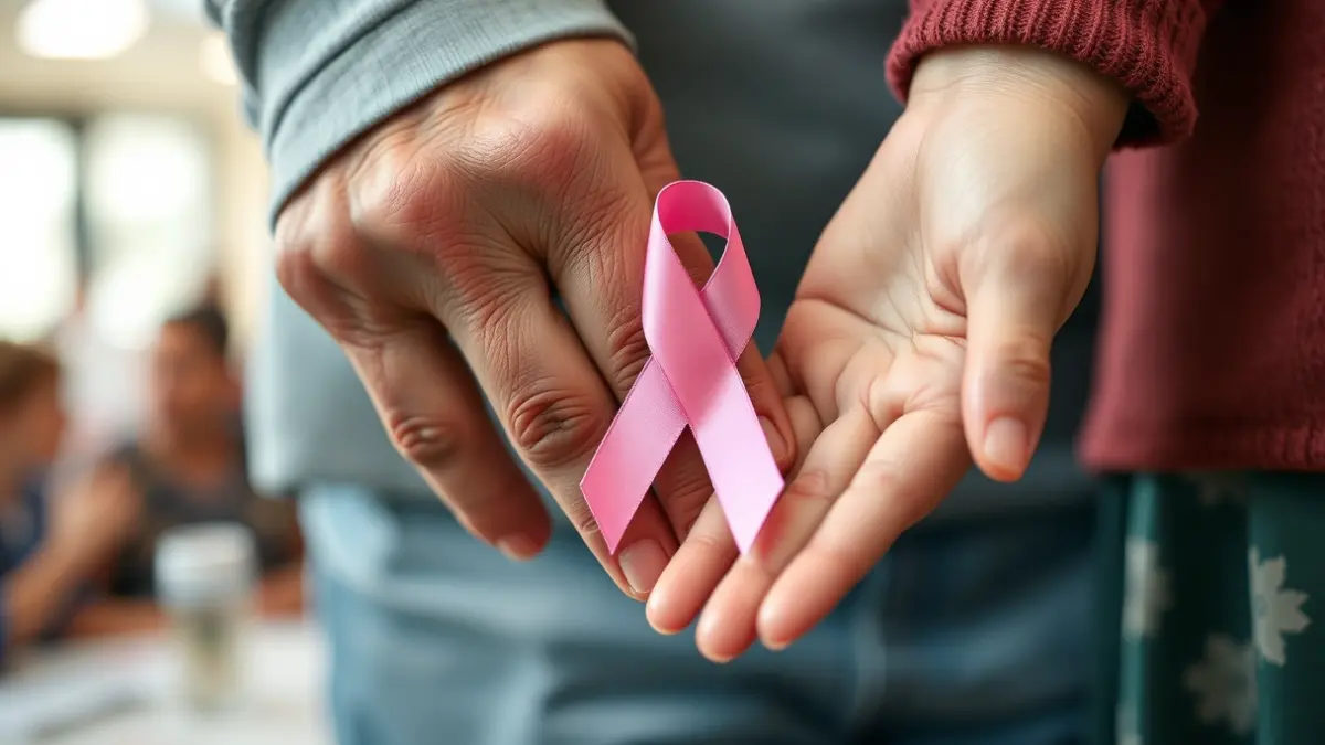Imagen genérica de manos sosteniendo un lazo de concienciación sobre el cáncer.