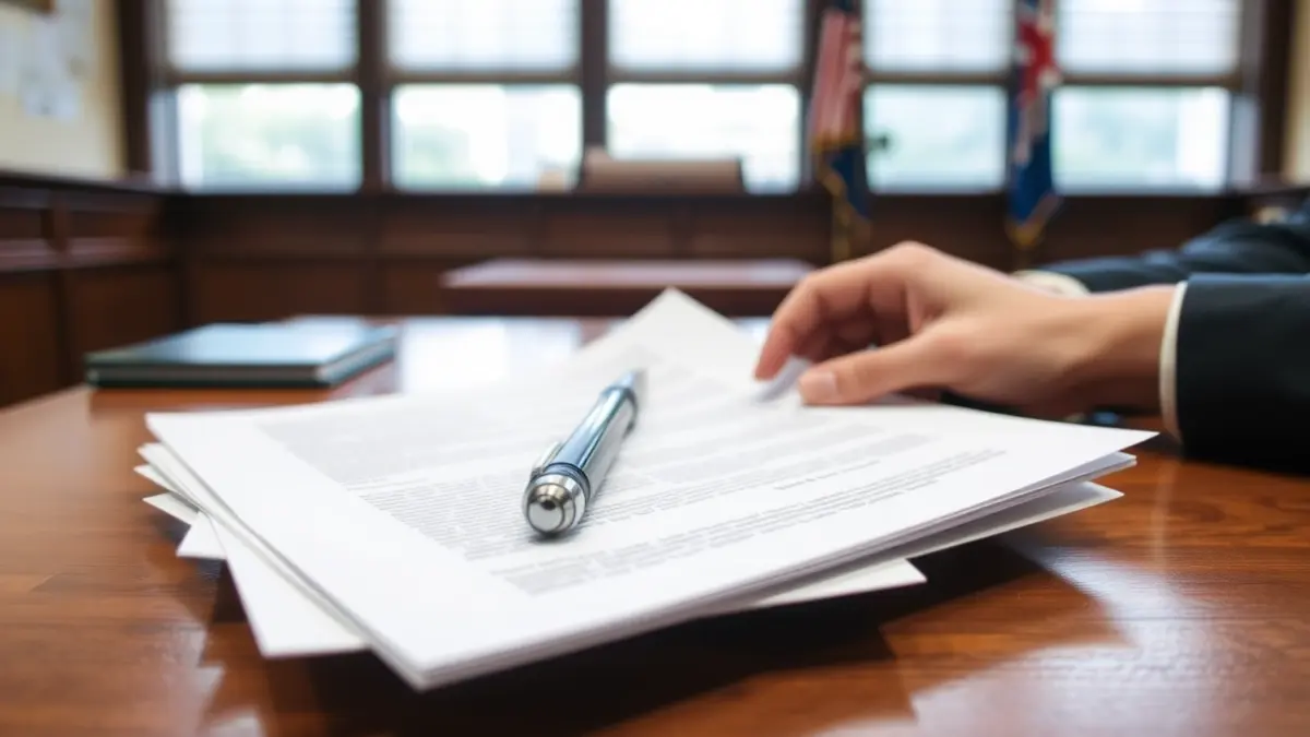 Imagen genérica de documentos oficiales siendo tramitados en una oficina.