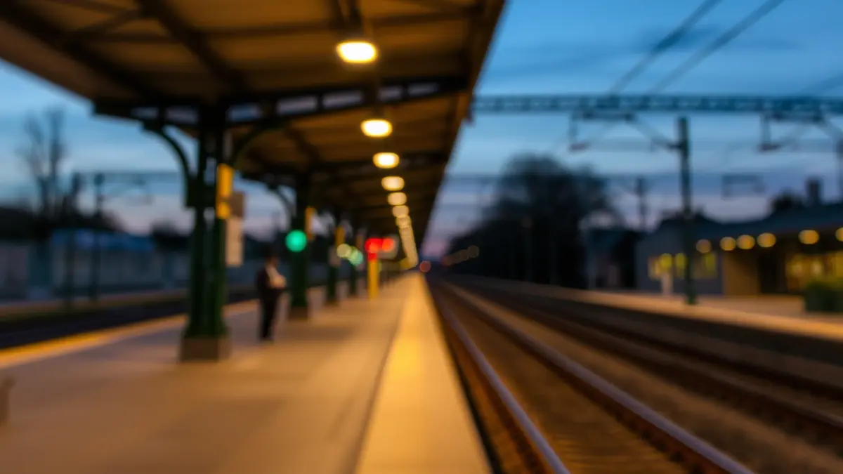 Imagen genérica de una plataforma de estación de tren vacía al anochecer.