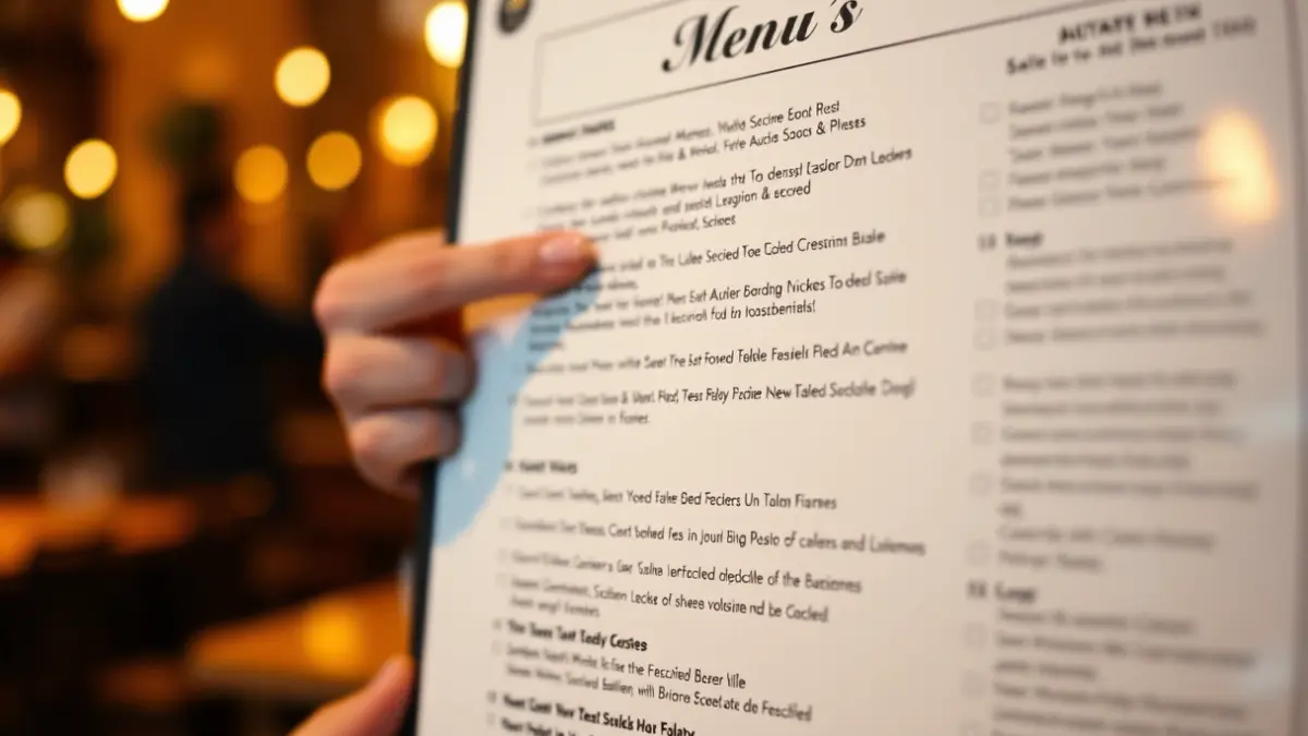 Imaxe xenérica dun menú de restaurante