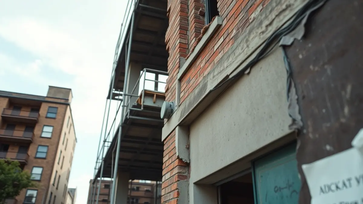 Imagen de un edificio parcialmente demolido en la calle Porvir de Sarria.