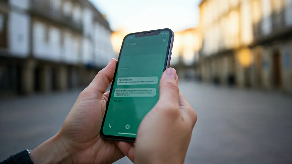 Imaxe xenérica dun teléfono móbil coa aplicación de WhatsApp aberta, simbolizando a comunicación cidadá.