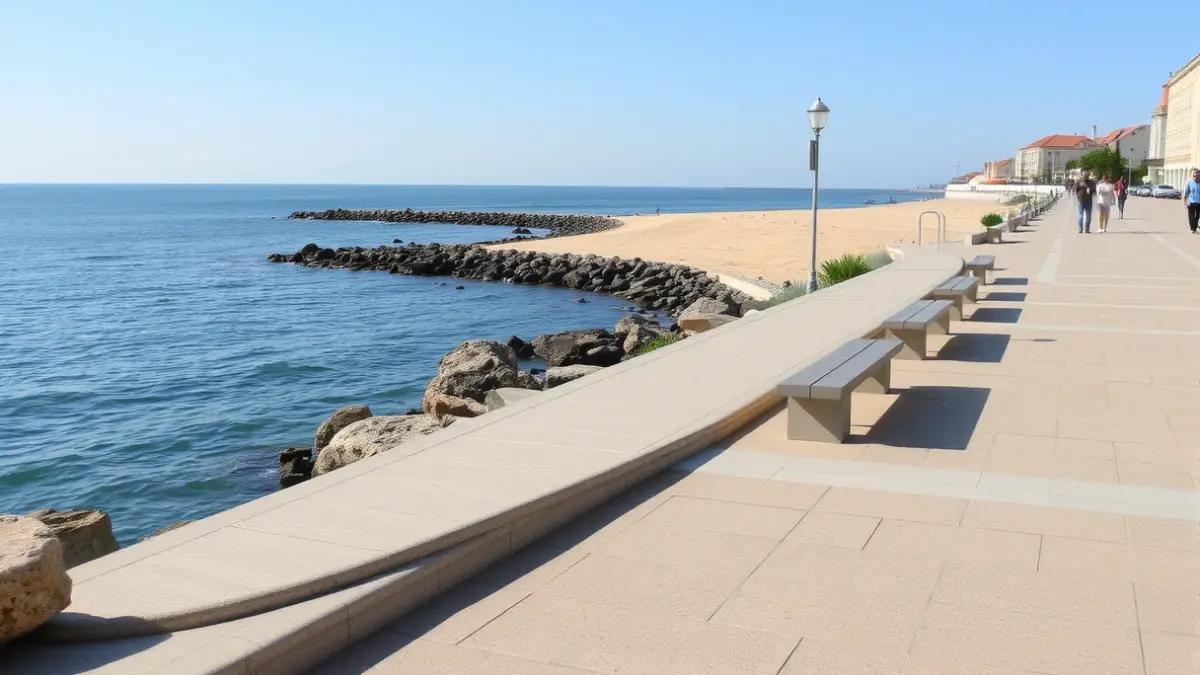 Imagen de la remodelación de la fachada litoral del paseo de las Carolinas en Ribeira.