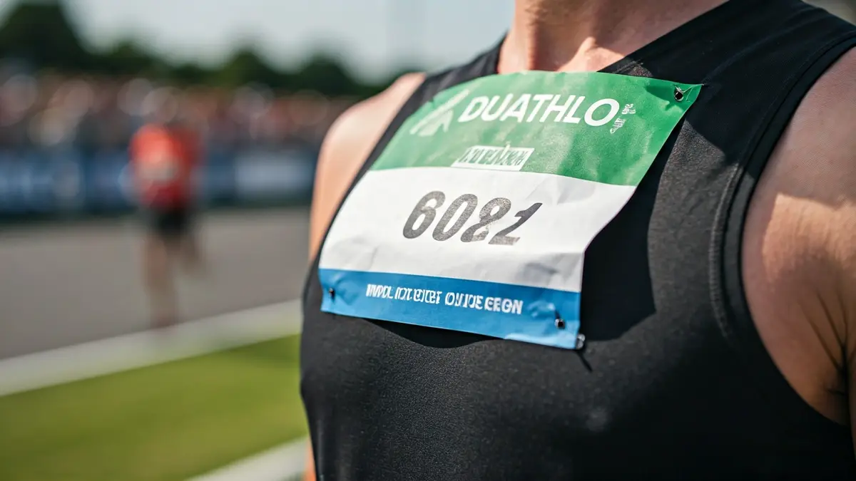 Imagen genérica de un dorsal de duatlón en una carrera.