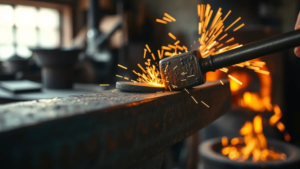 Imagen de un herrero trabajando el hierro en una fragua tradicional.