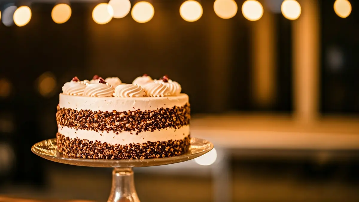 Imaxe xenérica dunha torta vintage decorada nun concurso de cociña.